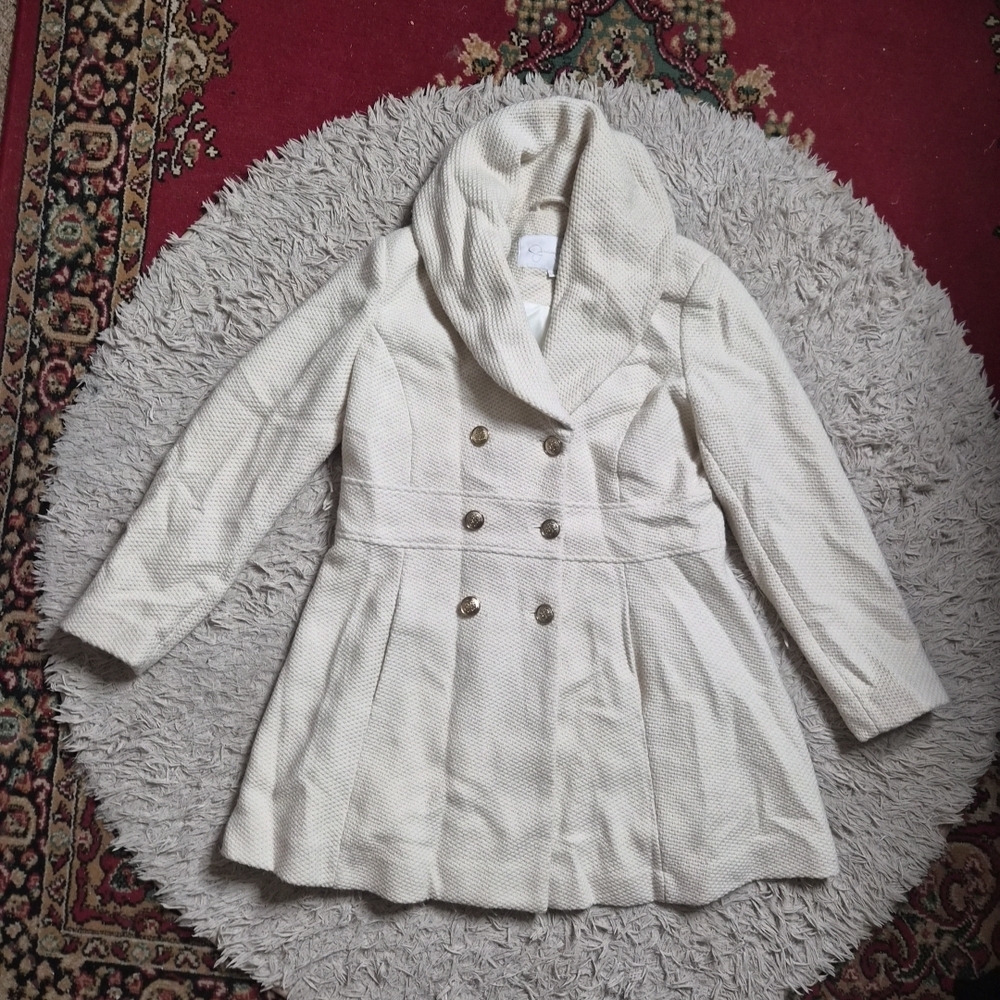 Jessica Simpson Coat Wool Blend White Ivory Size XL Extra Large Winter Preppy ✨️
